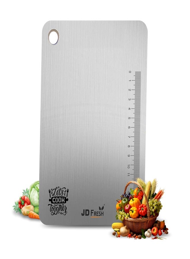 JD FRESH 304 Stainless Steel Medium Chopping Board/Home Use Cutting Board/Non Slip/Chopping Board for Kitchen/Vegetable Cutting Board/Kitchen Cutting Boards/Vegetable Cutter Steel (31 x 21 cm) - Image 1